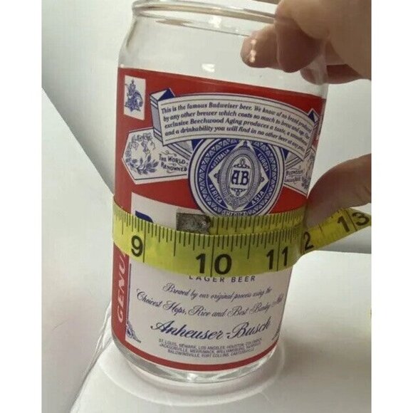 Vintage Anheuser Busch Budweiser Lager Beer Logo Glass Cup 5 inch Faded Appliqué - Picture 10 of 10